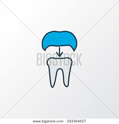 Dental Crown Icon Colored Line Symbol. Premium Quality Isolated Alumina Element In Trendy Style.