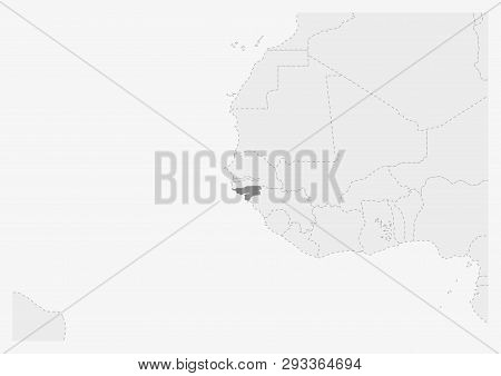 Map Of Africa With Highlighted Guinea-bissau Map, Gray Map Of Guinea-bissau With Neighboring Countri