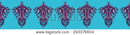 Hand Drawn Paisley Motif Illustration. Seamless Vector Pattern