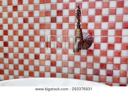 Traditional Turkish Hamam With Stone Walls, Sink