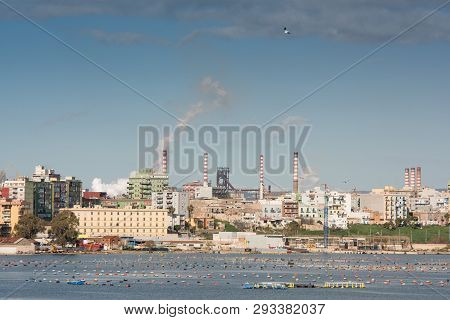 Industrial Sea Side View In Steel Business Area