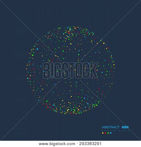 Abstract Globe Particles Shere. 3d Technology Digital Style. Isolated On Dark Background. Fututristi