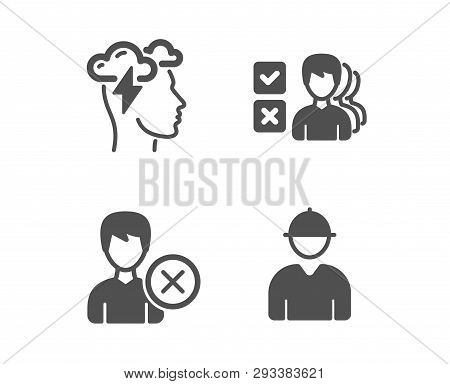 Set Of Opinion, Mindfulness Stress And Remove Account Icons. Engineer Sign. Choose Answer, Cloud Sto