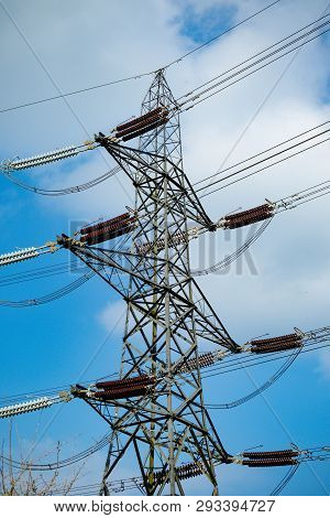 Didcot, United Kingdom, March 28th 2019:- Electrical Plyons At Didcot Power Station Forming Part Of 