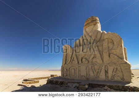 Daniel Campos Province, Bolivia - Dec 2014: Monument Dakar Rally Bolivia In Salar De Uyuni. The Monu