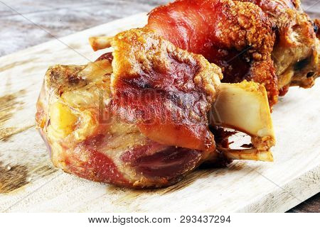 Roasted Pork Knuckle. Ham And Bacon Are Popular Foods In The West.