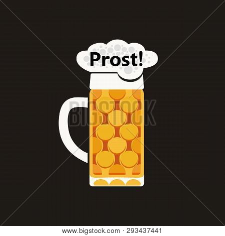 Oktoberfest Event Flat Design Element. German Cheers Wishing Prost. Bavarian Beers Festival Vector B
