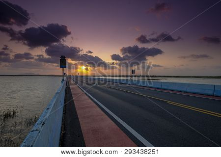 Bridge Across The Swamp And The Lagoon. Pattalung, Southern Thailand.