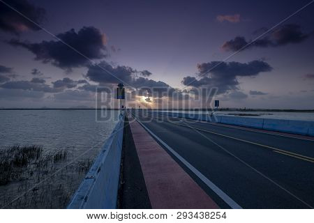 Bridge Across The Swamp And The Lagoon. Pattalung, Southern Thailand.