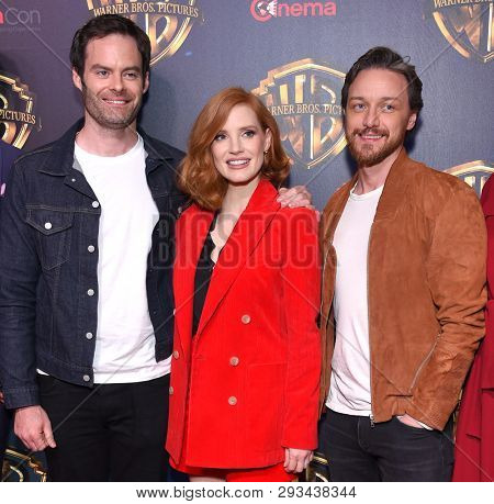 LAS VEGAS - APR 02:  Bill Hader, Jessica Chastain and James McAvoy arrives for the CinemaCon 2019 - Warner Brothers Presentation on April 02, 2019 in Las Vegas, NV                