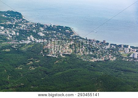 Birds-eye View Of The Villages Of Koreiz And Gaspra In The Suburbs Of Yalta. Crimean Resorts On The 