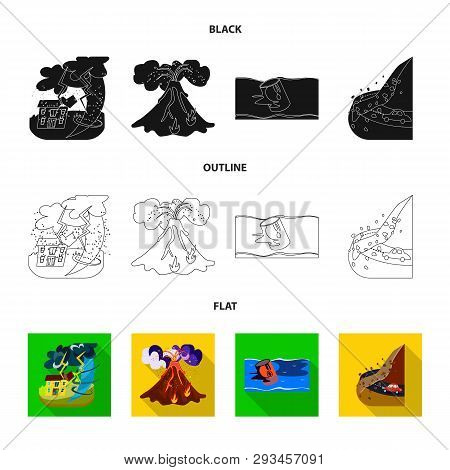 Isolated Object Of Weather And Distress Sign. Collection Of Weather And Crash Vector Icon For Stock.