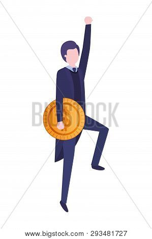 Businessman With Dollar Sign Avatar Character Vector Illustration Desing