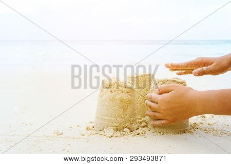 Sandcastle Summer On Beach Travel Concept Sea