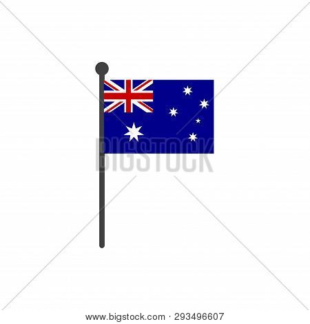 Australia Flag With Pole Icon Vector Isolated On White Background