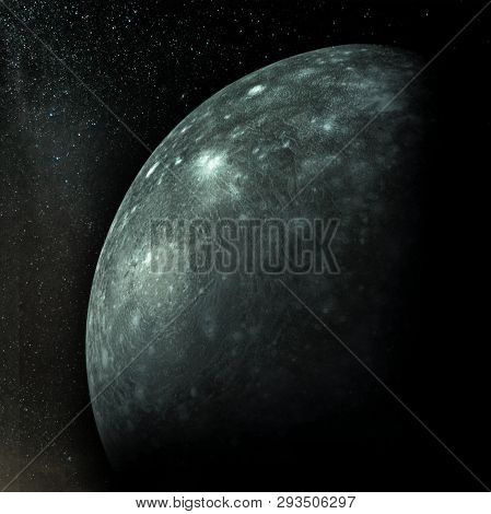 Callisto, Second Largest Moon Of Jupiter.  Elements Of This Image Furnished By Nasa.