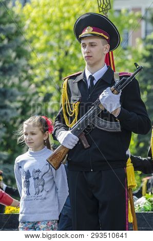 Lutsk , Ukraine, May 9, 2014: Victory Day, People Column