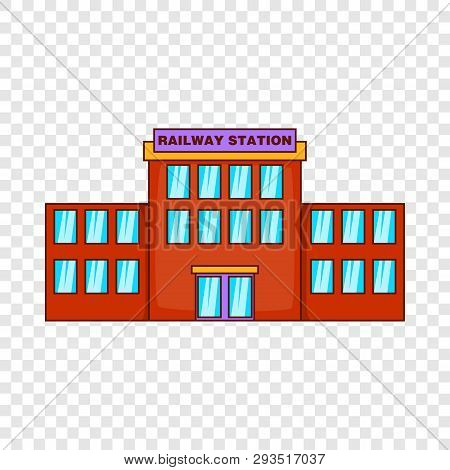 Railway Station Icon In Cartoon Style Isolated On Background For Any Web Design