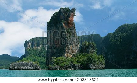 Ao Nang Tower Cliff In Pai Plong Bay, The Andaman Sea, Krabi, Thailand