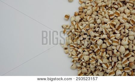 Job's Tears, Also Known As Adlay And Coix On White Background. Popular In Asian Cultures As A Food S