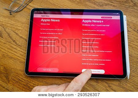 Paris, France - Mar 27, 2019: Apple News Vs Plus A Service Which Gives Users Access To More Than 300