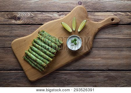 Spinach Adai - Indian Green Pancakes. Vegetarian Food.