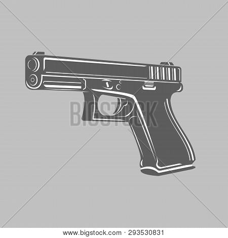 9mm Semi-automatic Pistol. Modern Firearm Vector Illustration.