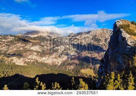 Cold But Sunny Day In The Carnic Alps During A Colorful Autumn