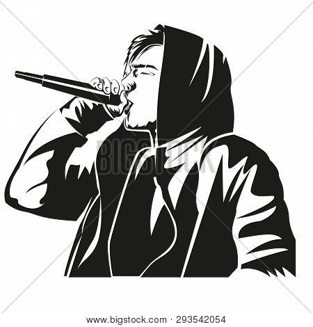 Male Singer Vectro Illustration. Rock Vocalist Vector.