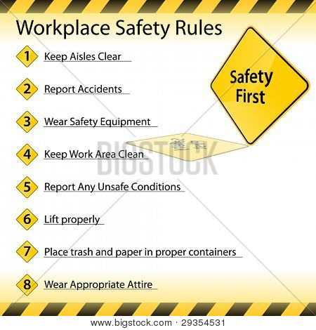 Un'immagine di un grafico di regole di sicurezza sul posto di lavoro.