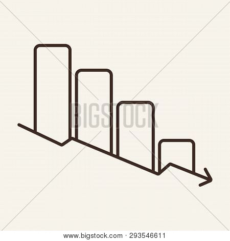 Decrease Line Icon. Graph, Bar Chart, Diagram, Arrow Down. Recession Concept. Vector Illustration Ca