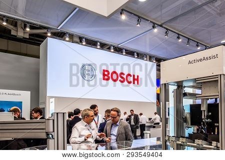 Hannover , Germany - April 02 2019 : Bosch Rexroth Is Displaying Continuous Innovation At The Hannov