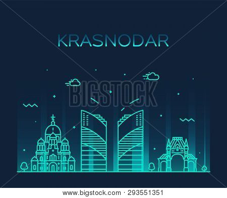 Krasnodar Skyline Krasnodar Krai Russia Art Vector