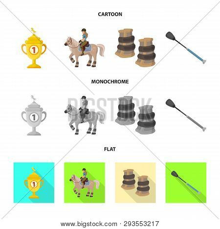 Vector Illustration Of Equipment And Riding Icon. Set Of Equipment And Competition Vector Icon For S