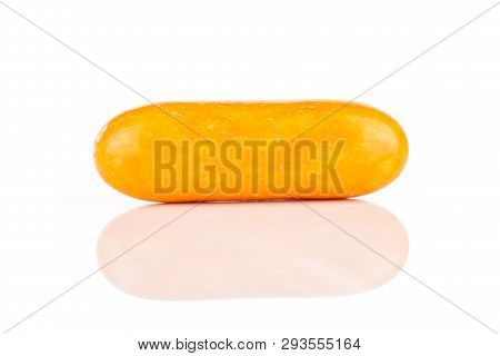 One Whole Orange Sweet Licorice Comfit Isolated On White Background