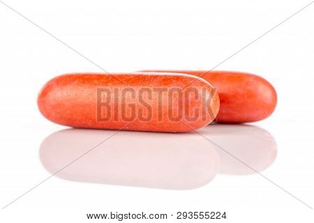 Group Of Two Whole Red Sweet Licorice Comfit Isolated On White Background