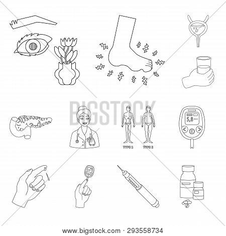 Vector Illustration Of Mellitus And Diabetes Symbol. Collection Of Mellitus And Diet Stock Vector Il