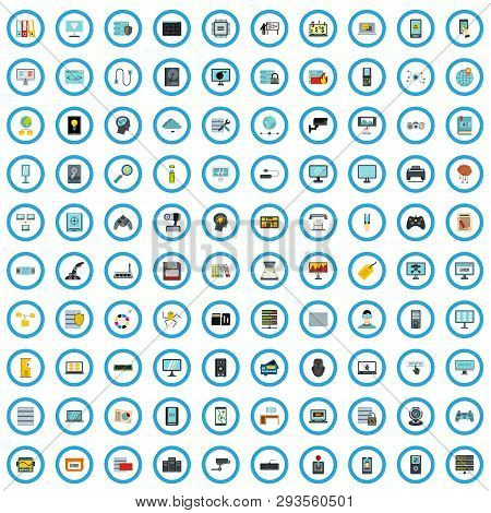 100 Programming Goods Icons Set In Flat Style For Any Design Vector Illustration