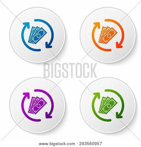 Color Refund Money Icon Isolated On White Background. Financial Services, Cash Back Concept, Money R