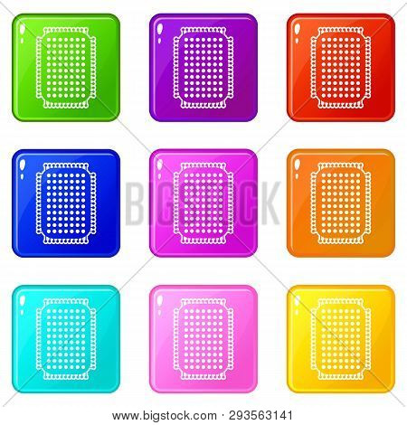 Foot Sponge Icons Set 9 Color Collection Isolated On White For Any Design