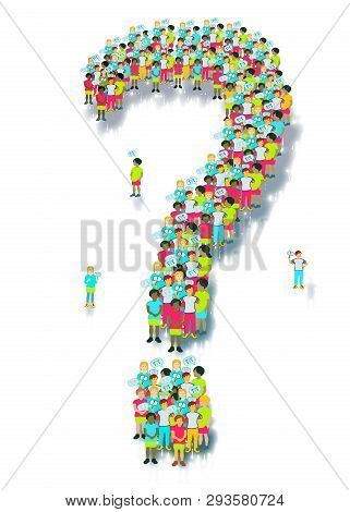 Art Conception With Eath Background And Children And Question Signs