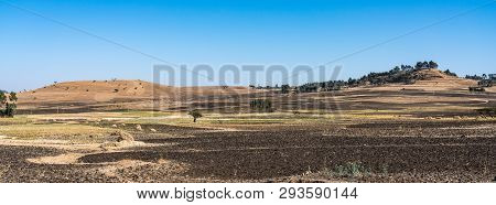 Landscape View Between Gondar And The Simien Mountains, Ethiopia, Africa