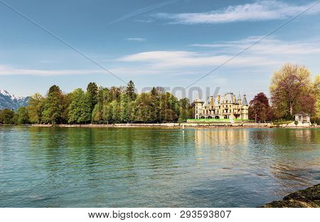Schadau Castle At Thun Lakeside In Bern Switzerland