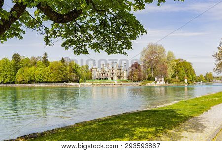 Schadau Castle At Thun Lakeside In Bern Switzerland