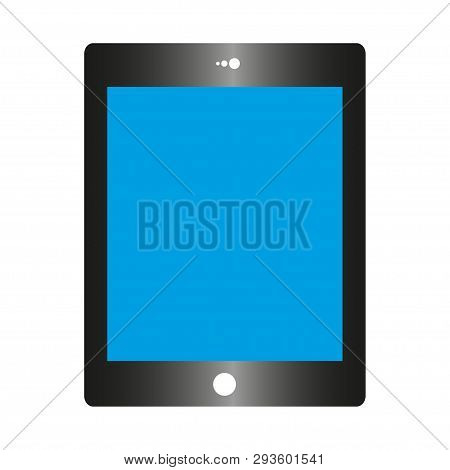 Black Tablet Pc With Blue Screen On White Background