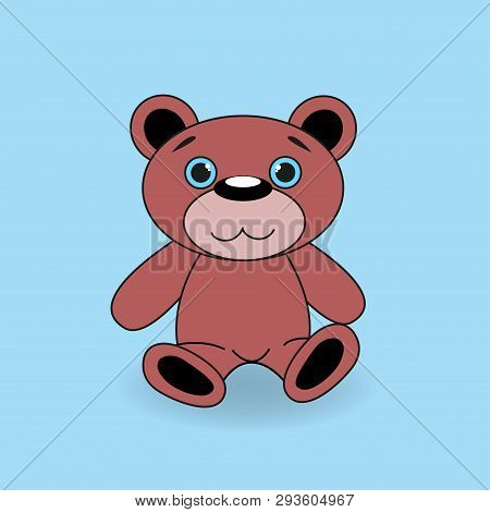Brown Teddy Bear On A Blue Background