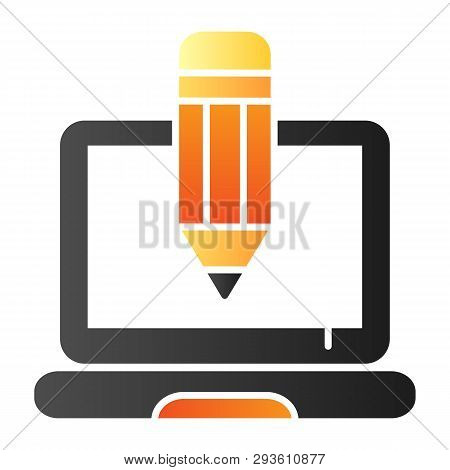 Pencil And Notebook Flat Icon. Creative Profession Color Icons In Trendy Flat Style. Laptop And Penc