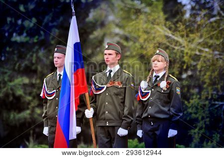 Barnaul,russia-may 9, 2017.cadets Of The Barnaul Cadet Corps Participate In The Victory Parade