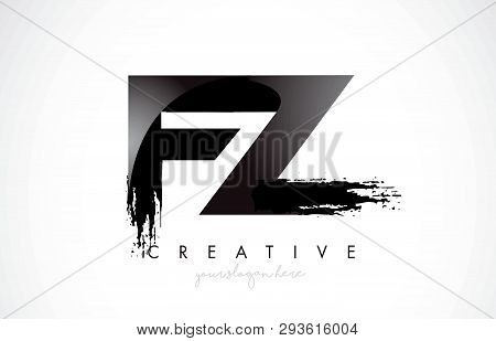 Fz Letter Design With Brush Stroke And Modern 3d Look Vector Illustration.