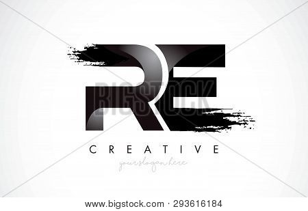 Re Letter Design With Brush Stroke And Modern 3d Look Vector Illustration.